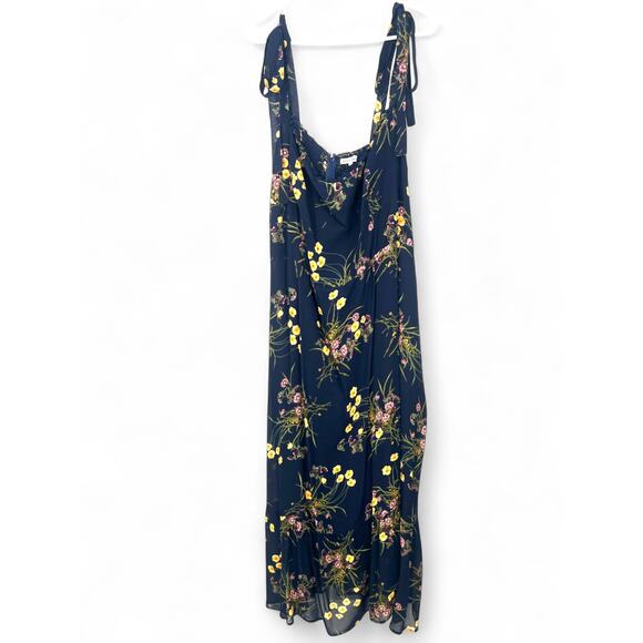 REFORMATION | 22 | Dress Tired Long Maxi Sundress Nay Dark Floral Ruffle Bow - Picture 2 of 4
